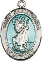 [7022ESS] Sterling Silver Saint Christopher w/Epoxy Medal