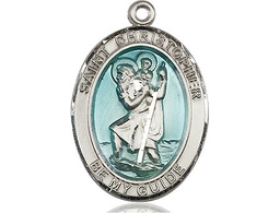 [7022ESS] Sterling Silver Saint Christopher w/Epoxy Medal