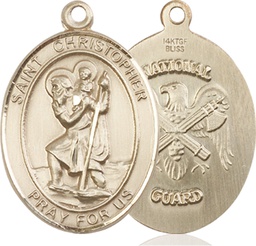 [7022GF5] 14kt Gold Filled Saint Christopher National Guard Medal