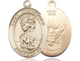 [7022GF6] 14kt Gold Filled Saint Christopher Navy Medal