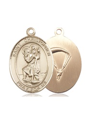 [7022GF7] 14kt Gold Filled Saint Christopher Paratrooper Medal