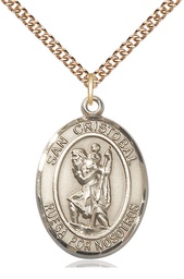 [7022SPGF/24GF] 14kt Gold Filled San Cristobal Pendant on a 24 inch Gold Filled Heavy Curb chain