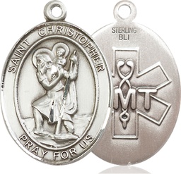 [7022SS10] Sterling Silver Saint Christopher EMT Medal