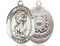 [7022SS3] Sterling Silver Saint Christopher Coast Guard Medal