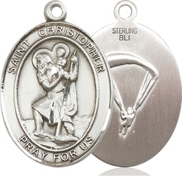 [7022SS7] Sterling Silver Saint Christopher Paratrooper Medal