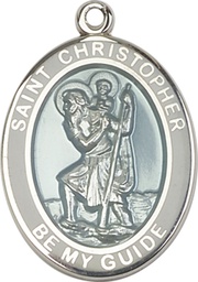 [7022WBSS] Sterling Silver Saint Christopher Medal