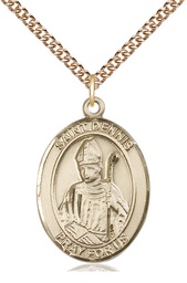 [7025GF/24GF] 14kt Gold Filled Saint Dennis Pendant on a 24 inch Gold Filled Heavy Curb chain