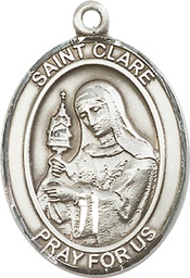 [7028SS] Sterling Silver Saint Clare of Assisi Medal