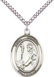 [7030SS/24SS] Sterling Silver Saint Dominic de Guzman Pendant on a 24 inch Sterling Silver Heavy Curb chain