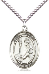 [7030SS/24SS] Sterling Silver Saint Dominic de Guzman Pendant on a 24 inch Sterling Silver Heavy Curb chain