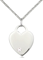 [3200SS-STN4/18SS] Sterling Silver Heart Pendant with a 3mm Crystal Swarovski stone on a 18 inch Sterling Silver Light Curb chain