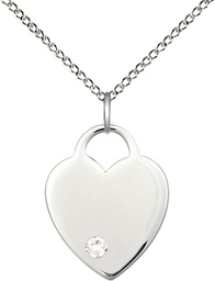 [3200SS-STN4/18SS] Sterling Silver Heart Pendant with a 3mm Crystal Swarovski stone on a 18 inch Sterling Silver Light Curb chain