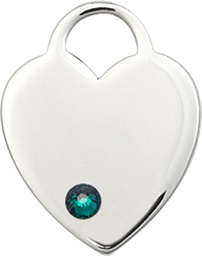 [3200SS-STN5] Sterling Silver Heart Medal with a 3mm Emerald Swarovski stone