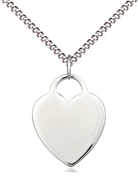 [3200SS/18S] Sterling Silver Heart Pendant on a 18 inch Light Rhodium Light Curb chain