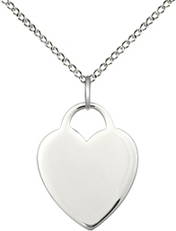 [3200SS/18SS] Sterling Silver Heart Pendant on a 18 inch Sterling Silver Light Curb chain