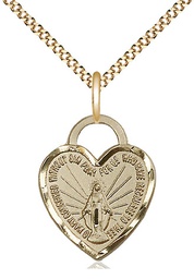 [3201GF/18G] 14kt Gold Filled Miraculous Heart Pendant on a 18 inch Gold Plate Light Curb chain