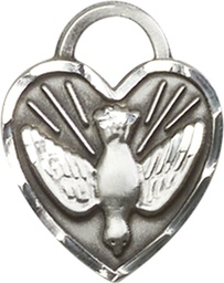 [3205SS] Sterling Silver Confirmation Heart Medal