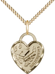 [3206GF/18G] 14kt Gold Filled Graduation Heart Pendant on a 18 inch Gold Plate Light Curb chain