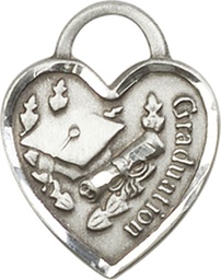 [3206SS] Sterling Silver Graduation Heart Medal