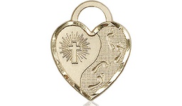 [3207GF] 14kt Gold Filled Footprints Heart Medal