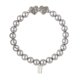 [RO-17350] 7&quot;L Gray Mother Of 2 Bracelet - Stretch; Silver Gift Box