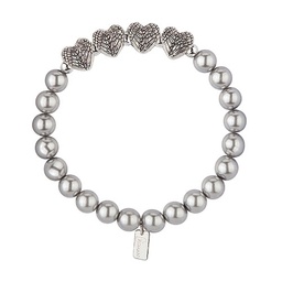 [RO-17354] 7"L Gray Mother Of 4 Bracelet - Stretch; Silver Gift Box