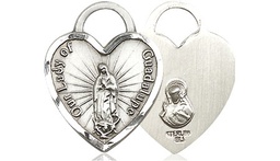 [3208SS] Sterling Silver Our Lady of Guadalupe Heart Medal
