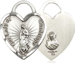 [3208SS] Sterling Silver Our Lady of Guadalupe Heart Medal