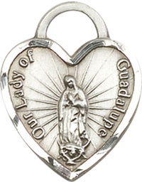 [3209PLSS] Sterling Silver Our of Guadalupe Heart Medal