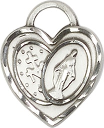 [3212SS] Sterling Silver Miraculous Heart Medal