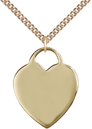 [3300GF/24GF] 14kt Gold Filled Heart Pendant on a 24 inch Gold Filled Heavy Curb chain