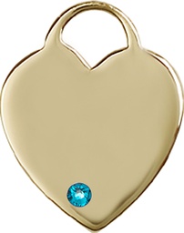 [3300KT-STN12] 14kt Gold Heart Medal with a 3mm Zircon Swarovski stone