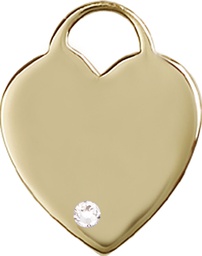 [3300KT-STN4] 14kt Gold Heart Medal with a 3mm Crystal Swarovski stone