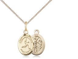 [9176GF/18GF] 14kt Gold Filled Saint Sebastian Track and Field Pendant on a 18 inch Gold Filled Light Curb chain