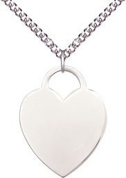 [3300SS/24SS] Sterling Silver Heart Pendant on a 24 inch Sterling Silver Heavy Curb chain