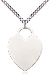 [3300SS/24SS] Sterling Silver Heart Pendant on a 24 inch Sterling Silver Heavy Curb chain