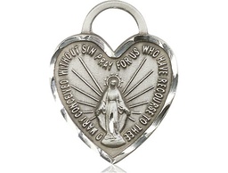 [3301SSY] Sterling Silver Miraculous Heart Medal - With Box