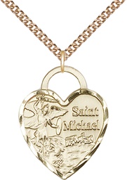 [3303GF/24GF] 14kt Gold Filled Saint Michael the Archangel Pendant on a 24 inch Gold Filled Heavy Curb chain