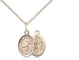 [9177GF/18GF] 14kt Gold Filled Saint Sebastian Figure Skating Pendant on a 18 inch Gold Filled Light Curb chain