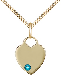 [3400GF-STN12/18G] 14kt Gold Filled Heart Pendant with a 3mm Zircon Swarovski stone on a 18 inch Gold Plate Light Curb chain