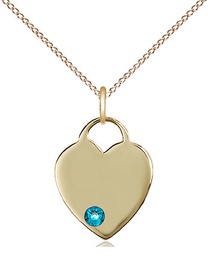 [3400GF-STN12/18GF] 14kt Gold Filled Heart Pendant with a 3mm Zircon Swarovski stone on a 18 inch Gold Filled Light Curb chain