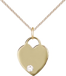 [3400GF-STN4/18GF] 14kt Gold Filled Heart Pendant with a 3mm Crystal Swarovski stone on a 18 inch Gold Filled Light Curb chain