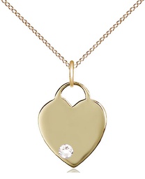 [3400GF-STN4/18GF] 14kt Gold Filled Heart Pendant with a 3mm Crystal Swarovski stone on a 18 inch Gold Filled Light Curb chain
