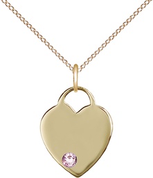 [3400GF-STN6/18GF] 14kt Gold Filled Heart Pendant with a 3mm Light Amethyst Swarovski stone on a 18 inch Gold Filled Light Curb chain