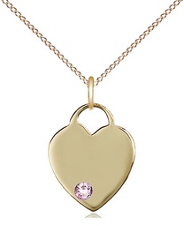 [3400GF-STN6/18GF] 14kt Gold Filled Heart Pendant with a 3mm Light Amethyst Swarovski stone on a 18 inch Gold Filled Light Curb chain