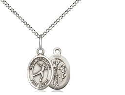 [9177SS/18SS] Sterling Silver Saint Sebastian Figure Skating Pendant on a 18 inch Sterling Silver Light Curb chain