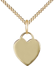 [3400GF/18G] 14kt Gold Filled Heart Pendant on a 18 inch Gold Plate Light Curb chain