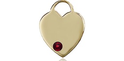 [3400KT-STN1] 14kt Gold Heart Medal with a 3mm Garnet Swarovski stone