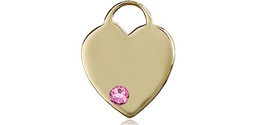 [3400KT-STN10] 14kt Gold Heart Medal with a 3mm Rose Swarovski stone