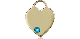 [3400KT-STN12] 14kt Gold Heart Medal with a 3mm Zircon Swarovski stone